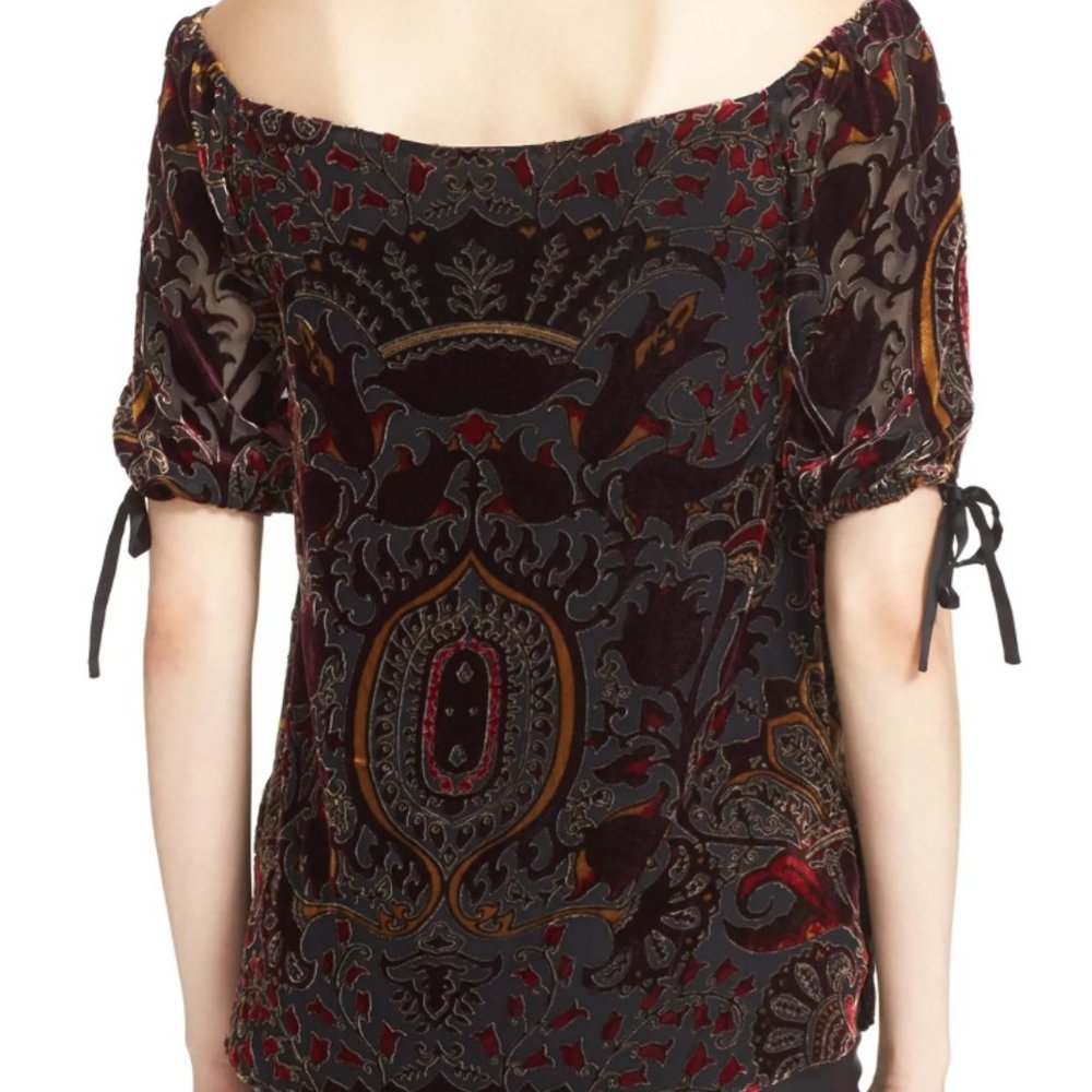 Alice + Olivia "Alecia" Off the Shoulder Burnout Velvet - Picture 4 of 9